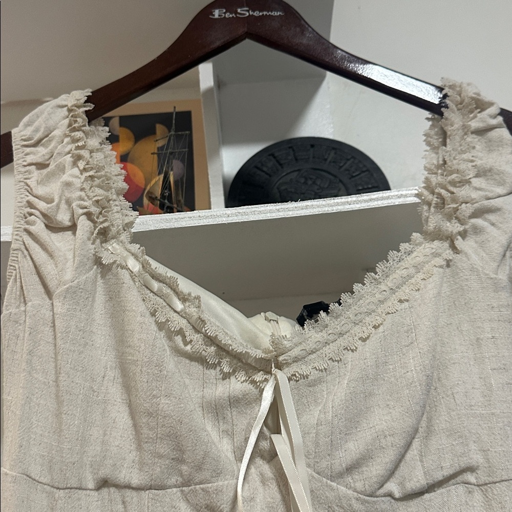 PacSun Ivory Ruffle Trim Mini Dress - Picture 6 of 7